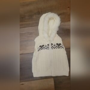 12-24month Gymboree Cream and Black Hooded Zipper Vest